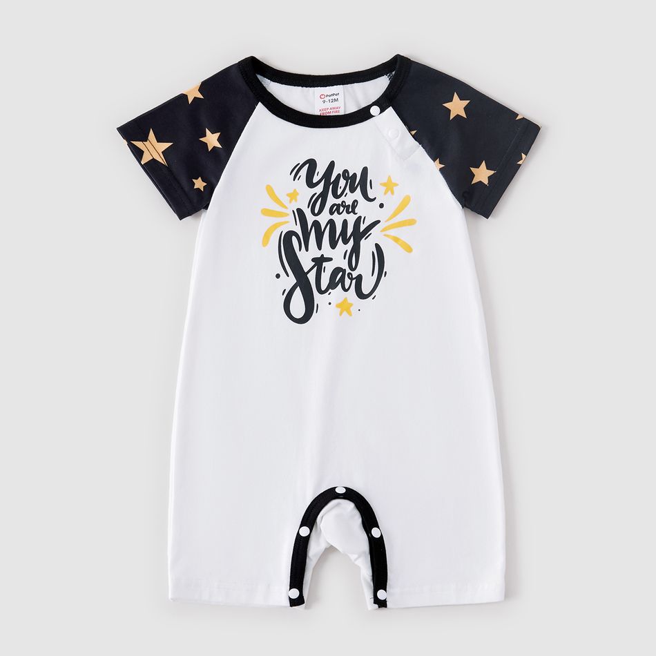 Family Matching Letter and Star Print Short-sleeve Pajamas Set (Flame Resistant) Black/White big image 8