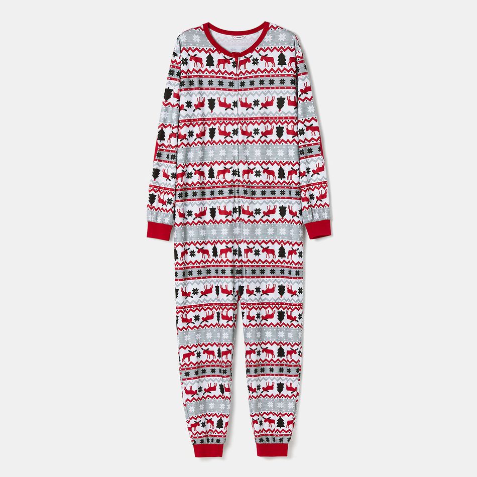 Mosaic DON'T MOOSE WITH ME Family Matching Christmas Pajamas Onesies+Hat（Flame resistant） Red big image 8