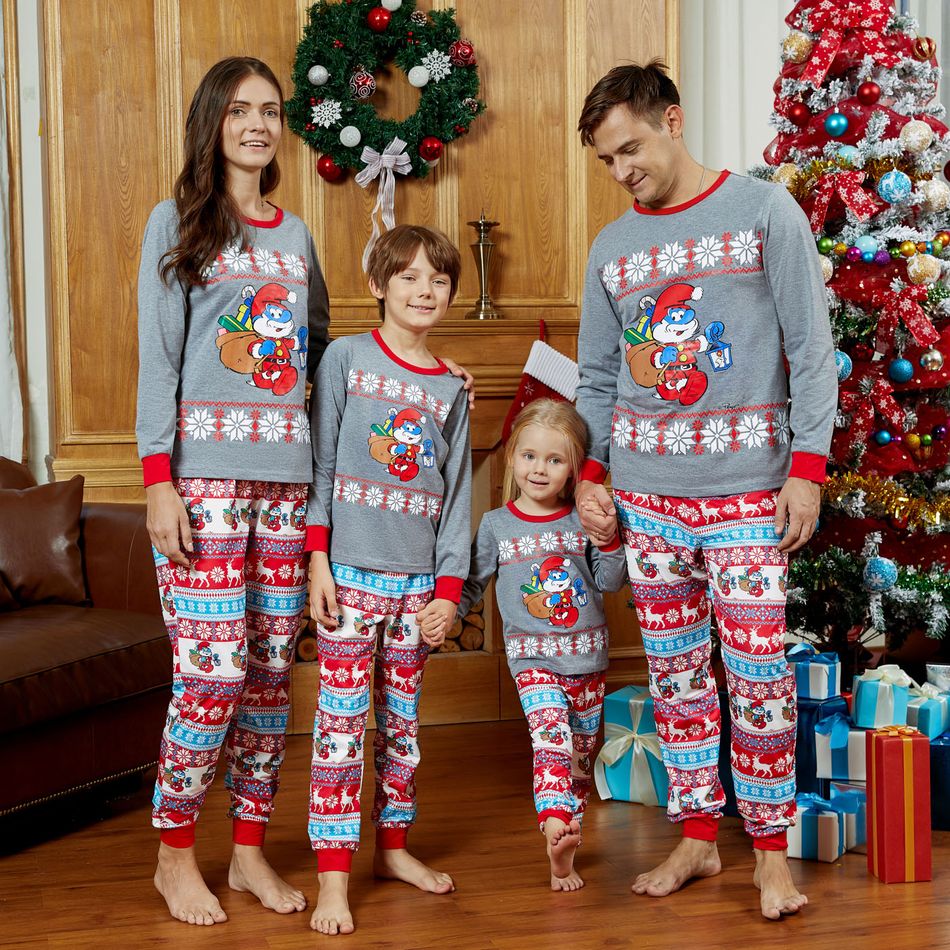 Os Smurfs Look de família Manga comprida Conjuntos de roupa para a família Pijamas (Flame Resistant) Cinzento