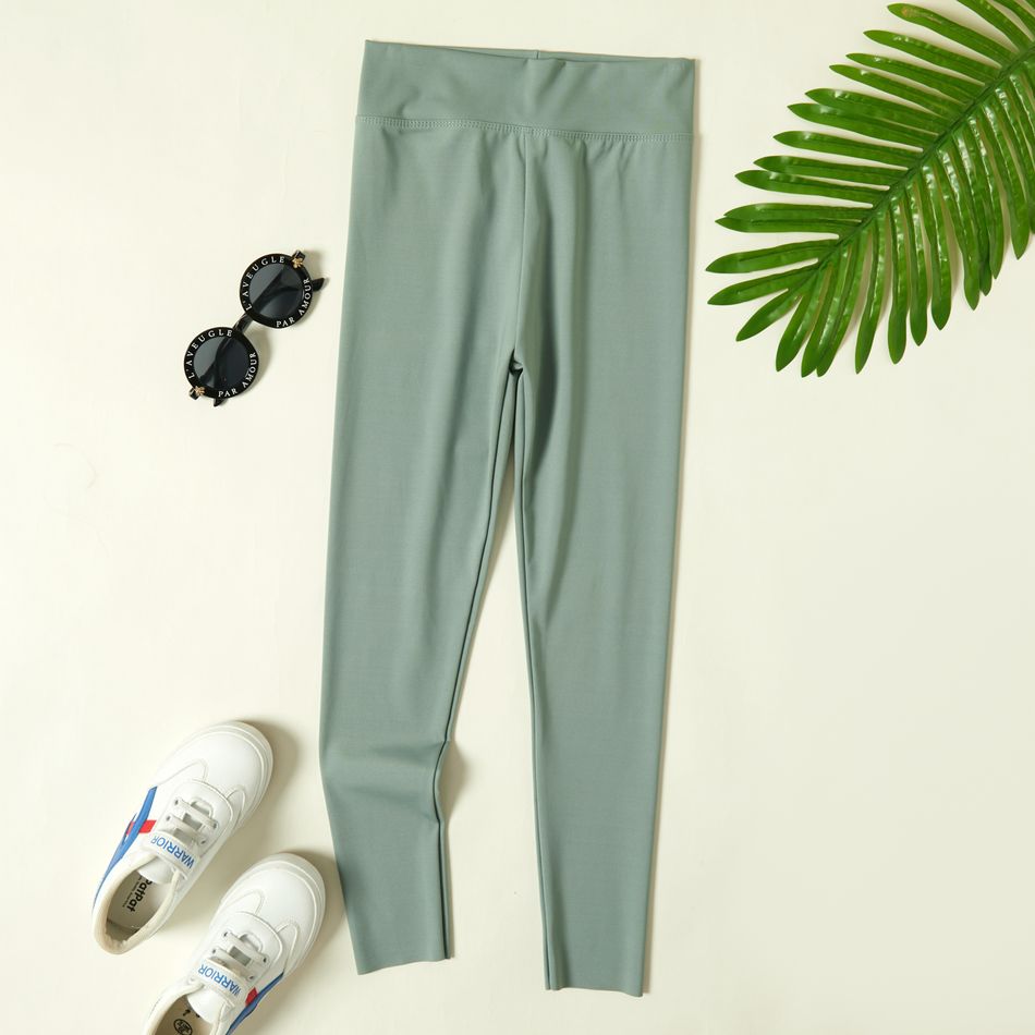 Kid Girl Solid (Multi Color Available) Elasticized Leggings Yoga Pants Green