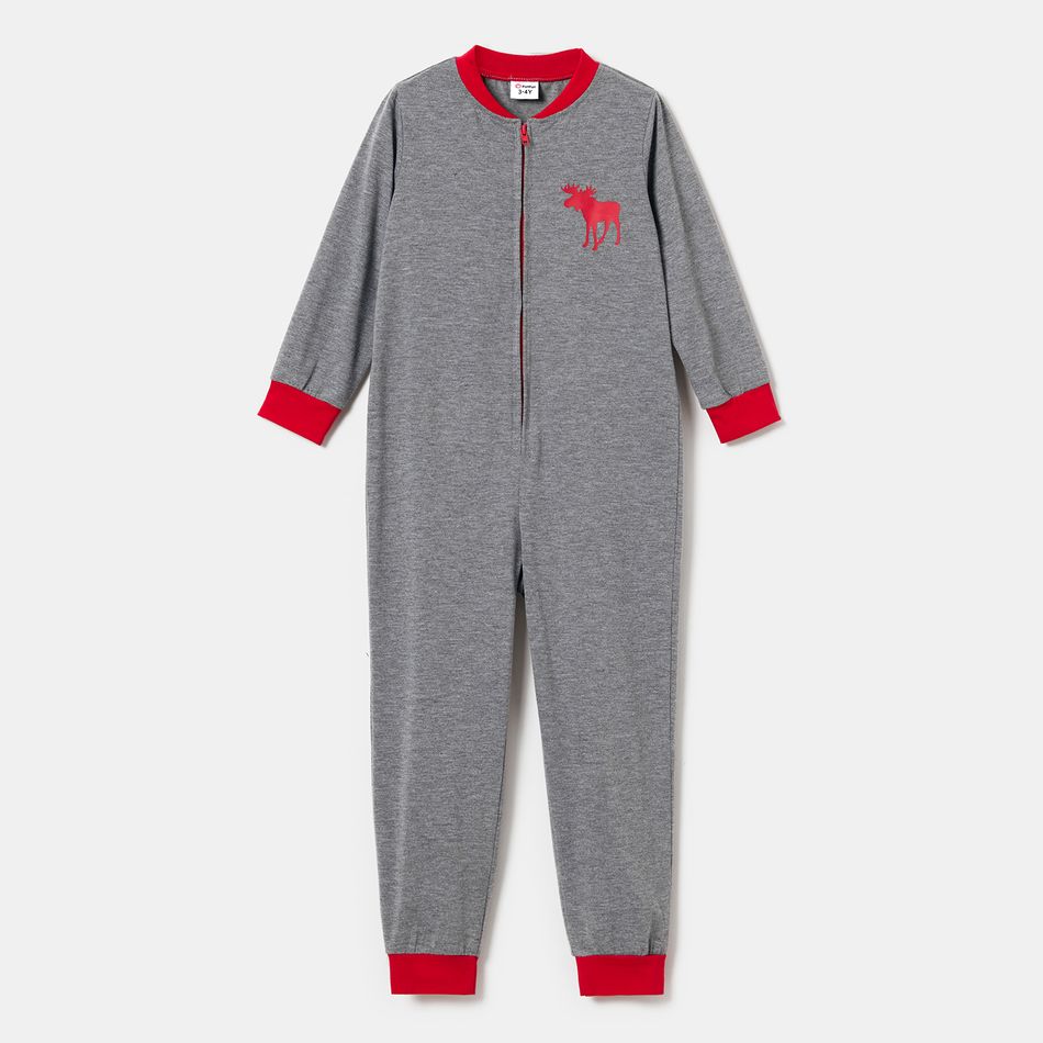 Family Matching Reindeer Christmas Onesies Pajamas Sets（Flame Resistant） Grey big image 4