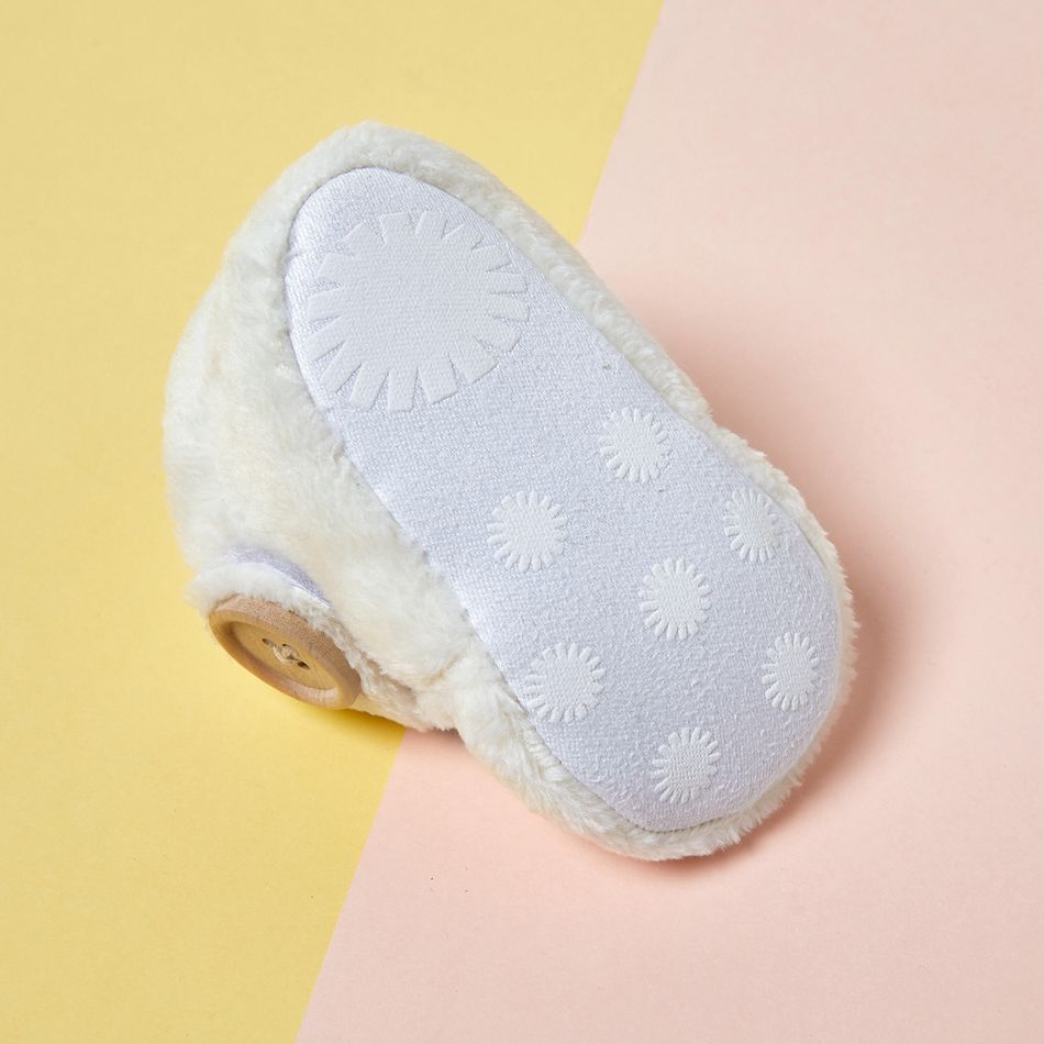 Baby / Toddler Solid Coral Fleece Velcro Prewalker Boots White big image 5