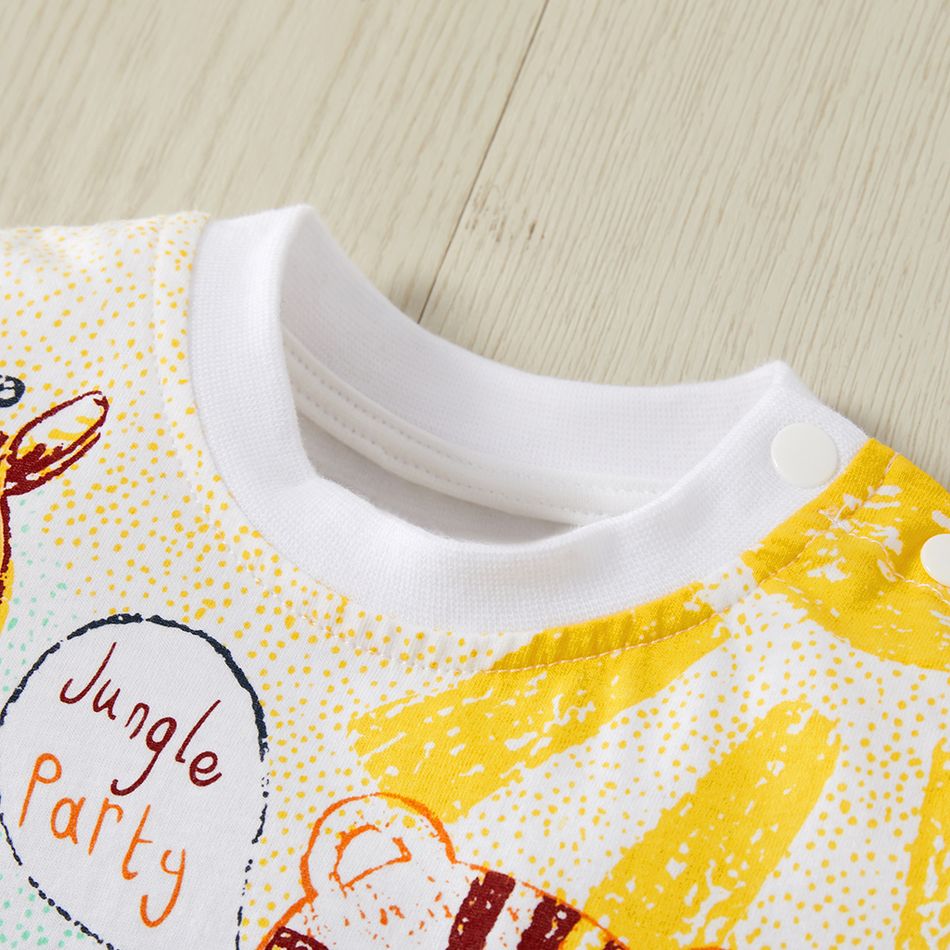 100% Cotton Animal Print Short-sleeve Baby Romper Multi-color