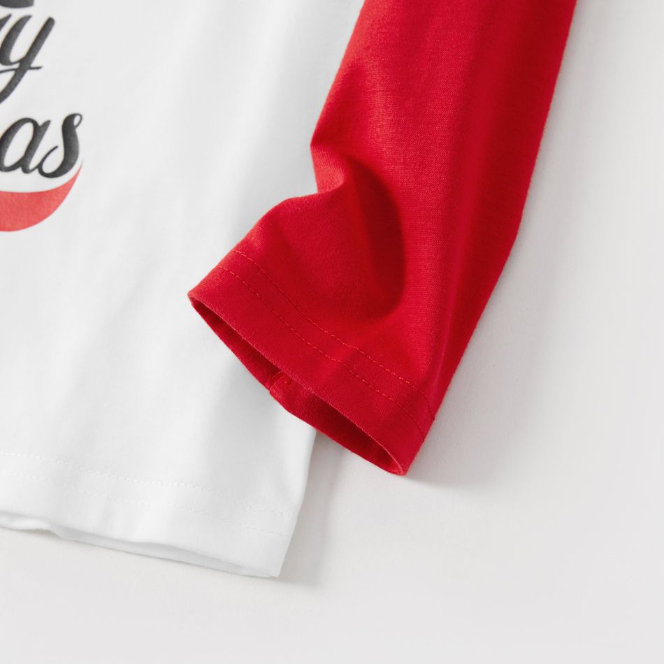 Christmas and Santa Pattern Print Raglan Long-sleeve Family Matching Sets(Flame asistant ) Red/White big image 7