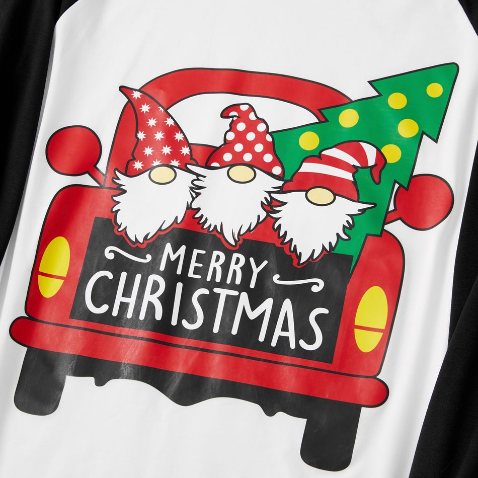Family Matching Christmas Santa and Car Print Long-sleeve Pajamas Set(Flame Resistant) Black/White/Red big image 13