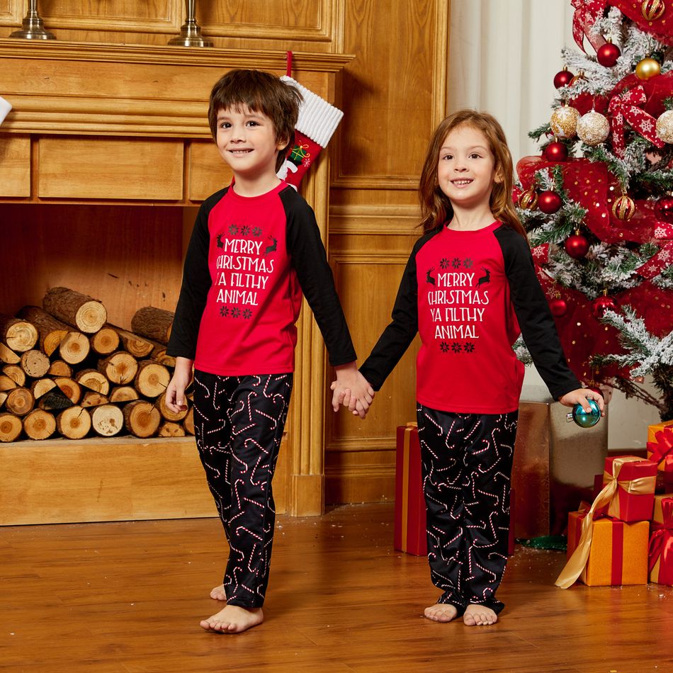 Christmas Letter Print Family Matching Pajamas Sets Red big image 22