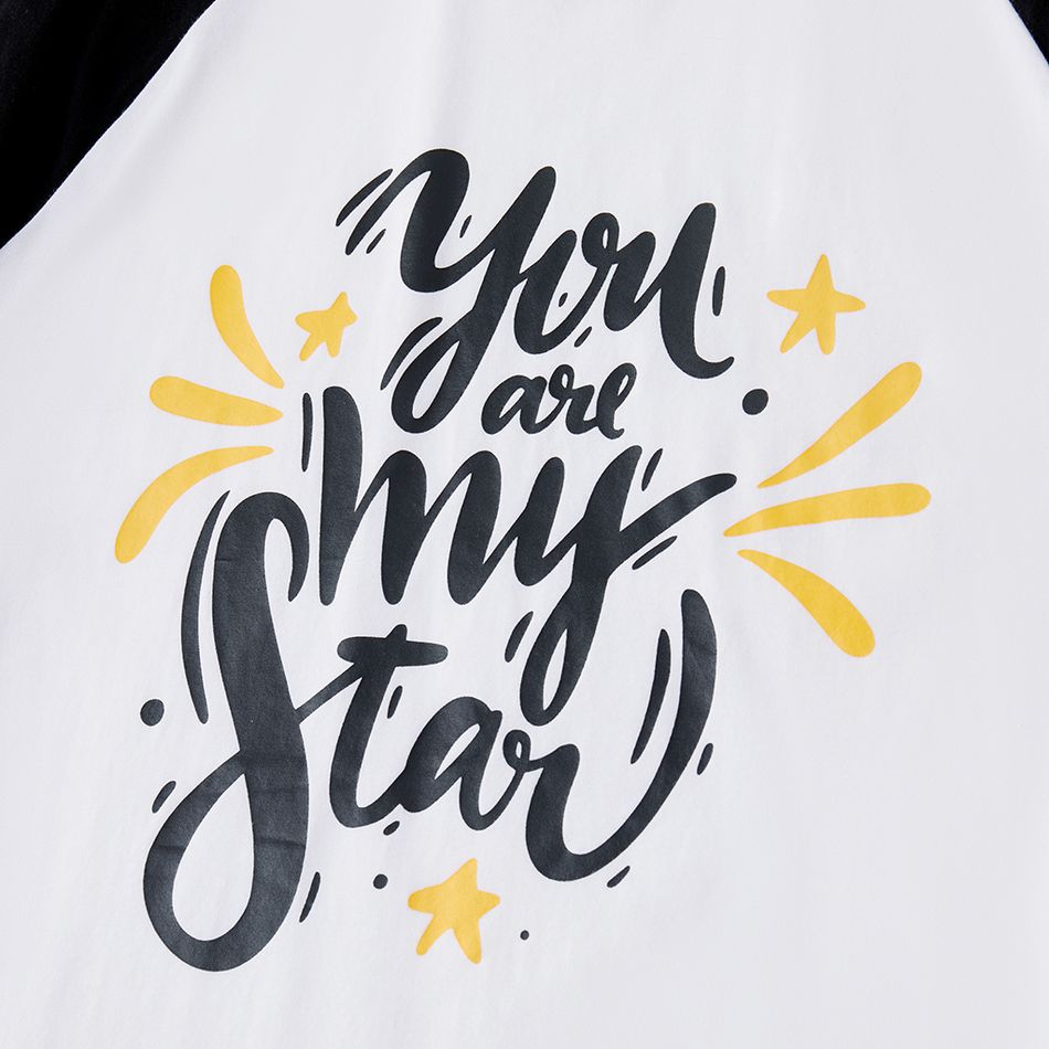 Family Matching Letter and Star Print Short-sleeve Pajamas Set (Flame Resistant) Black/White big image 10