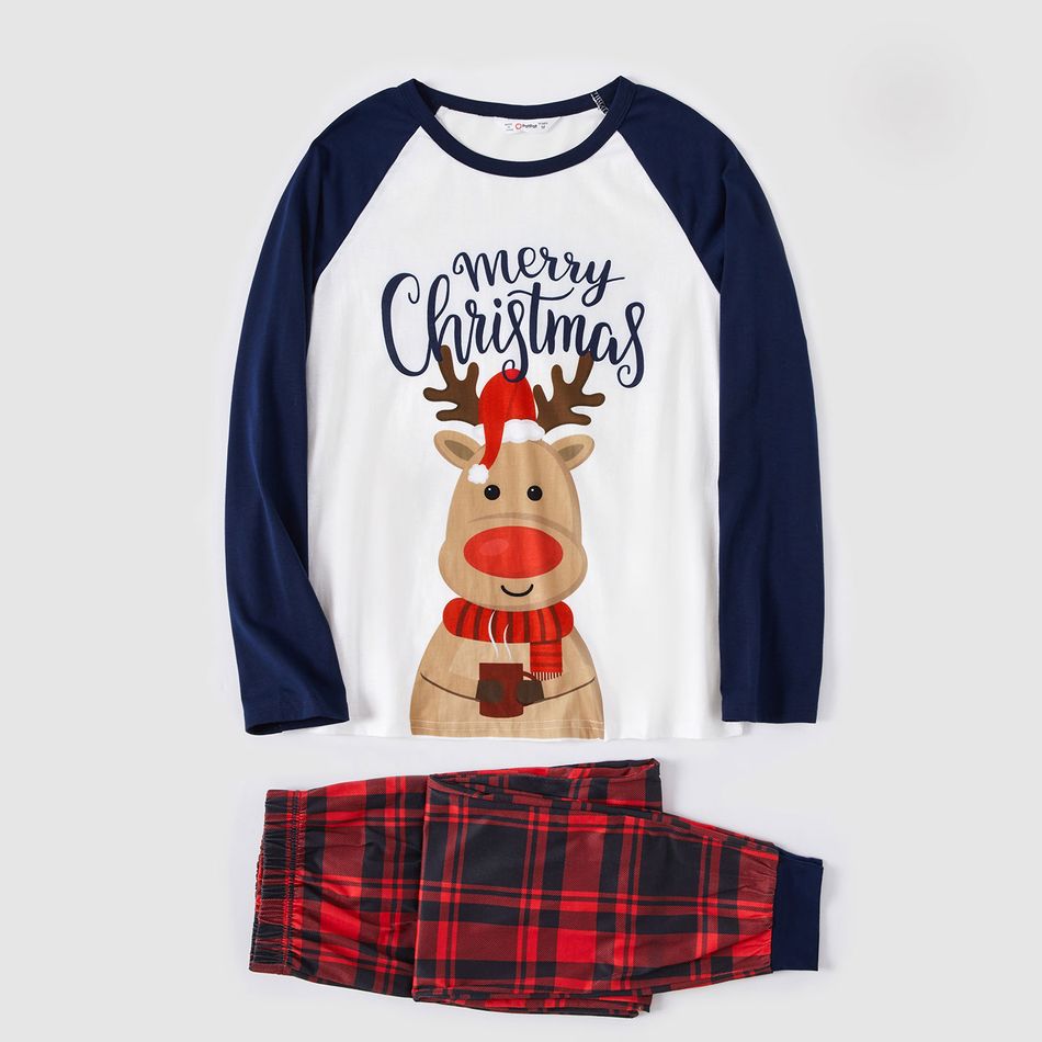 Natal Look de família Manga comprida Conjuntos de roupa para a família Pijamas (Flame Resistant) Azul Escuro/Branco/Vermelho big image 6