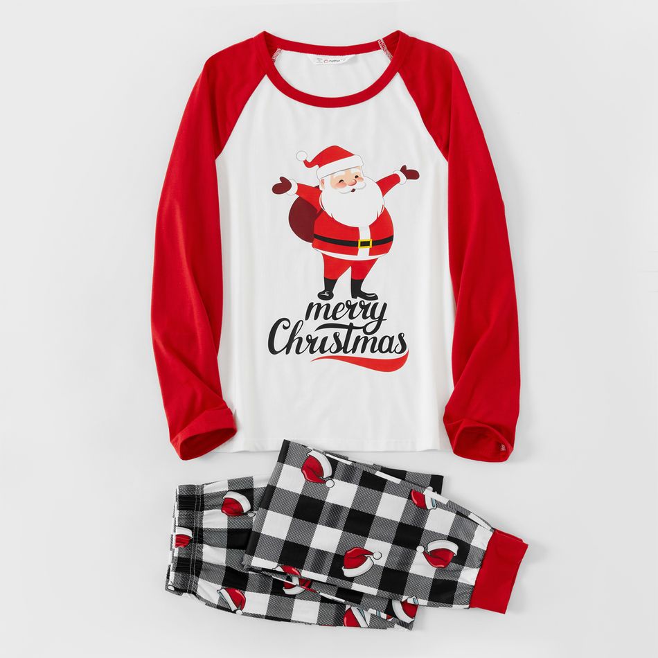 Christmas and Santa Pattern Print Raglan Long-sleeve Family Matching Sets(Flame asistant ) Red/White big image 2