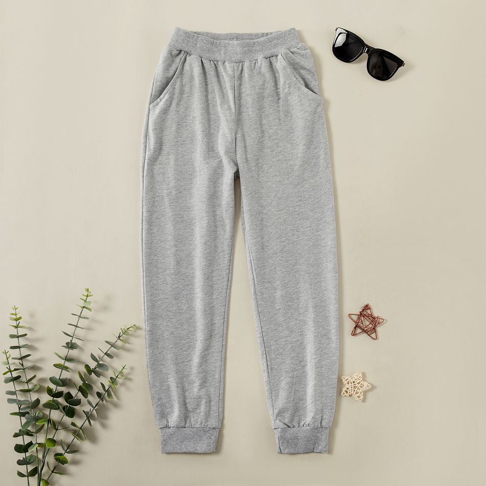 Kids Solid Casual Sweatpants Grey