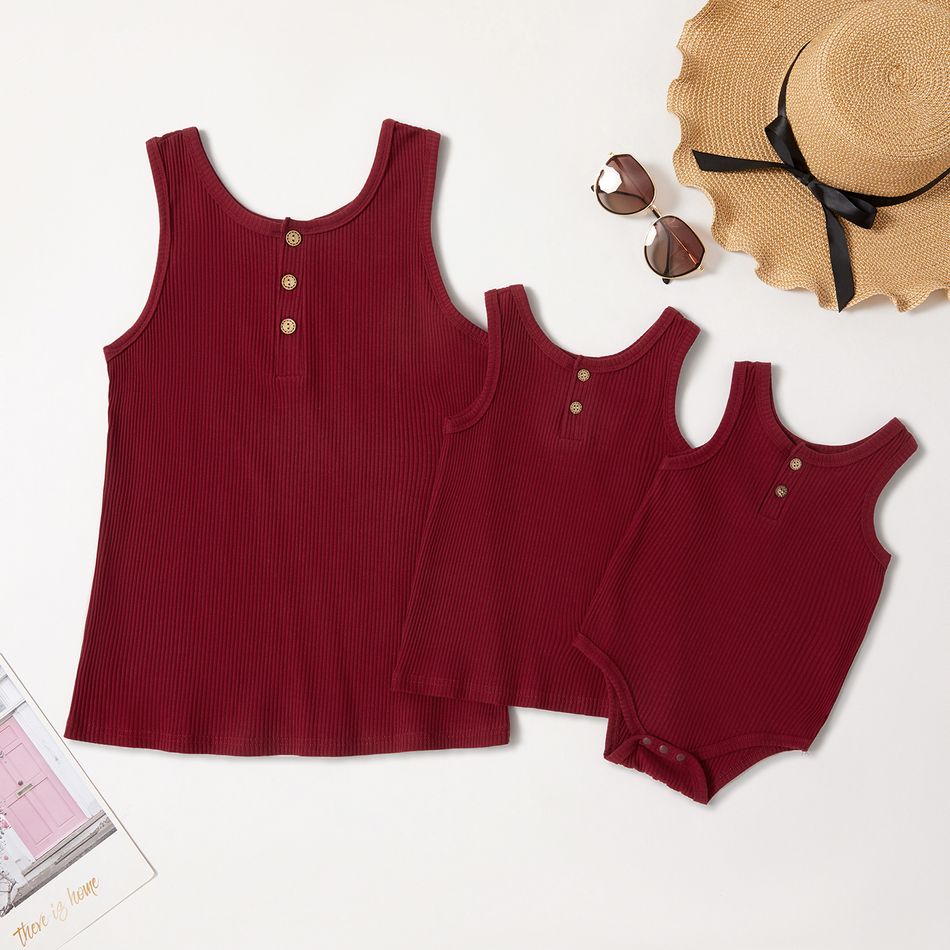 Mosaic Solid Color Matching Tanks Burgundy