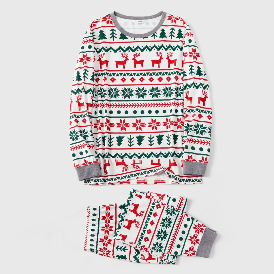 Allover Christmas Print Long-sleeve Family Matching Pajamas Set(Flame Resistant) Multi-color big image 7