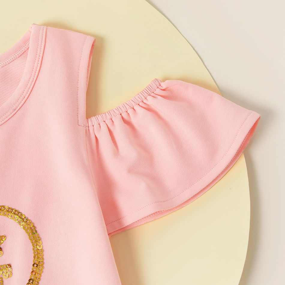Criança Menina Recorte Estampado de laço Vestidos Rosa big image 3