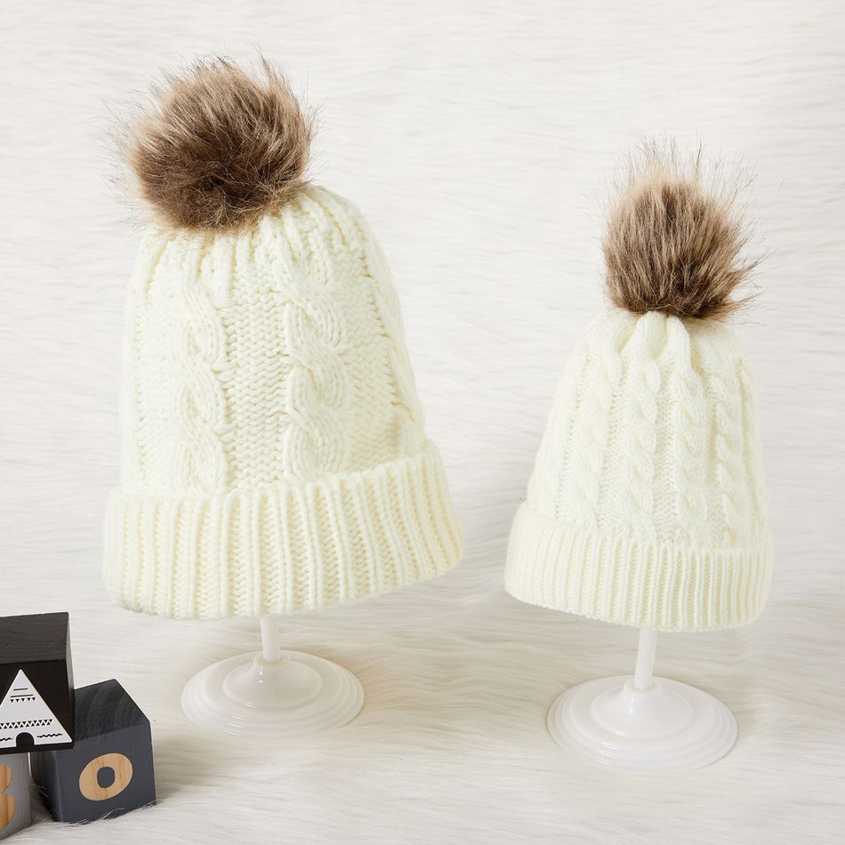 القبعات خريف / شتاء متعدد الألوان كرة شعر متماسكة أبيض big image 5