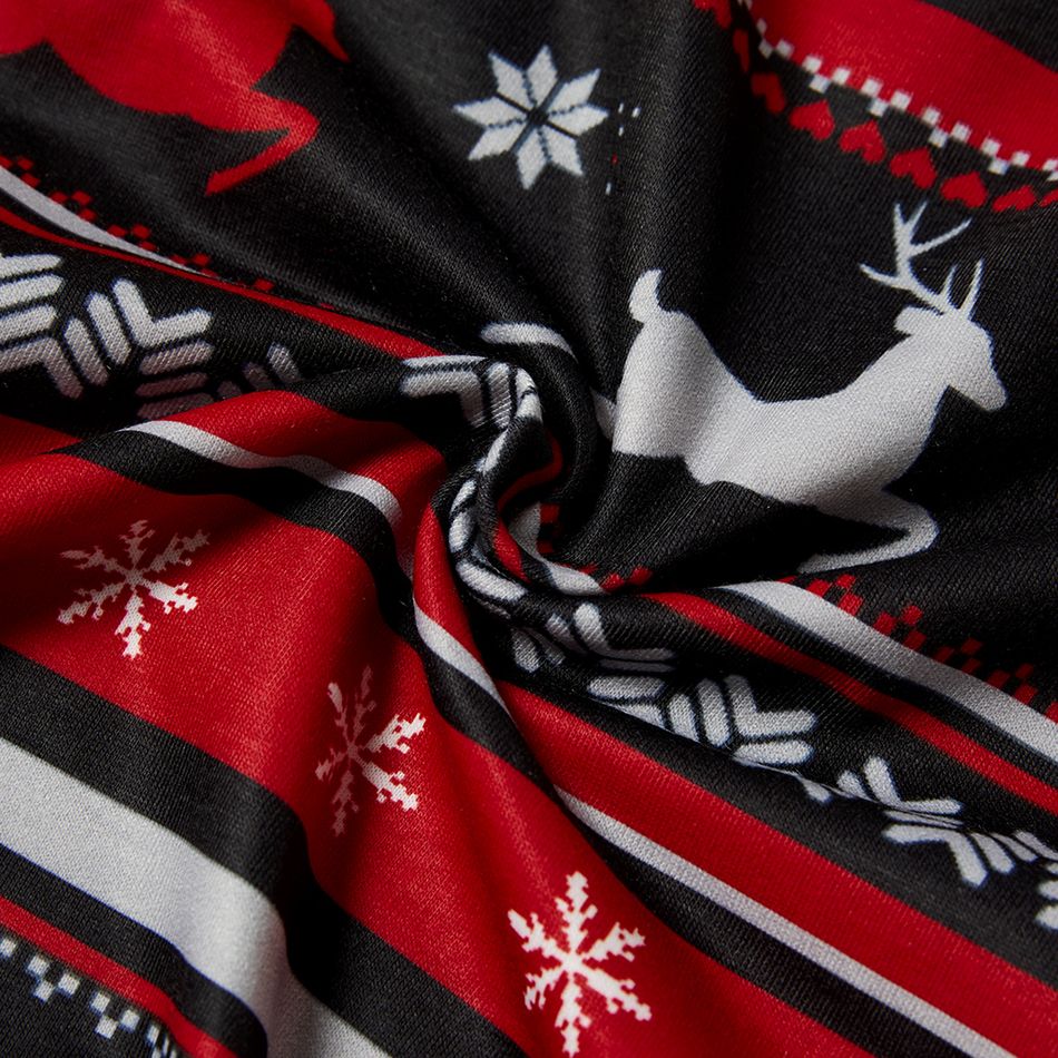 Merry Christmas Plaid Reindeer Print Family Matching Pajamas Sets (Flame Resistant) Multi-color big image 16