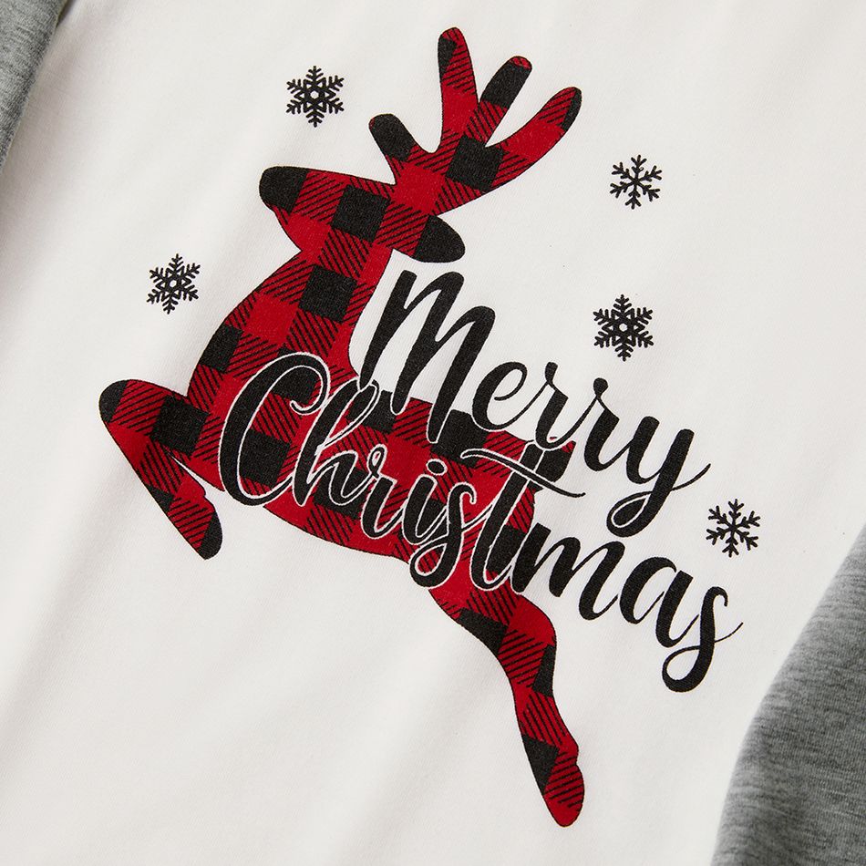 Merry Christmas Plaid Reindeer Print Family Matching Pajamas Sets (Flame Resistant) Multi-color big image 13