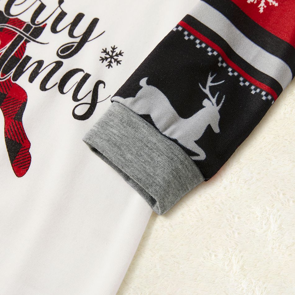 Merry Christmas Plaid Reindeer Print Family Matching Pajamas Sets (Flame Resistant) Multi-color big image 14