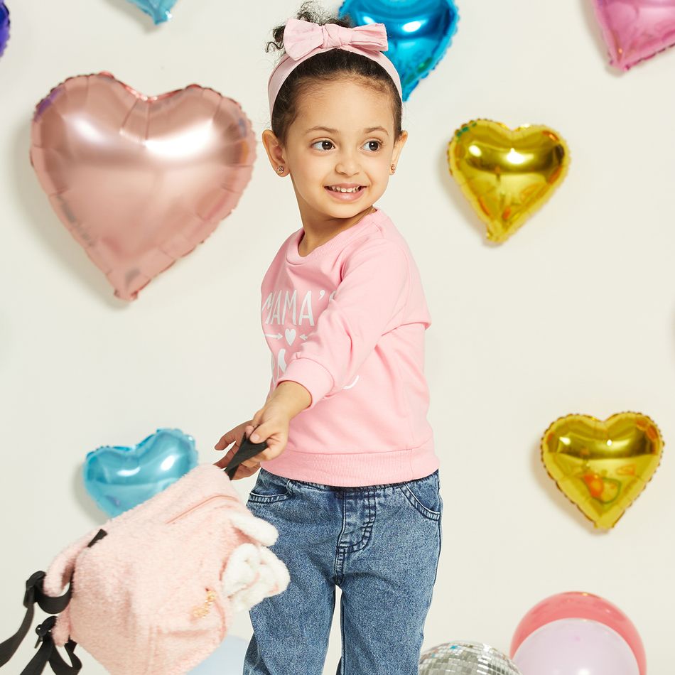 Letter Print Long-sleeve Pink Baby Pullover Top Pink big image 2