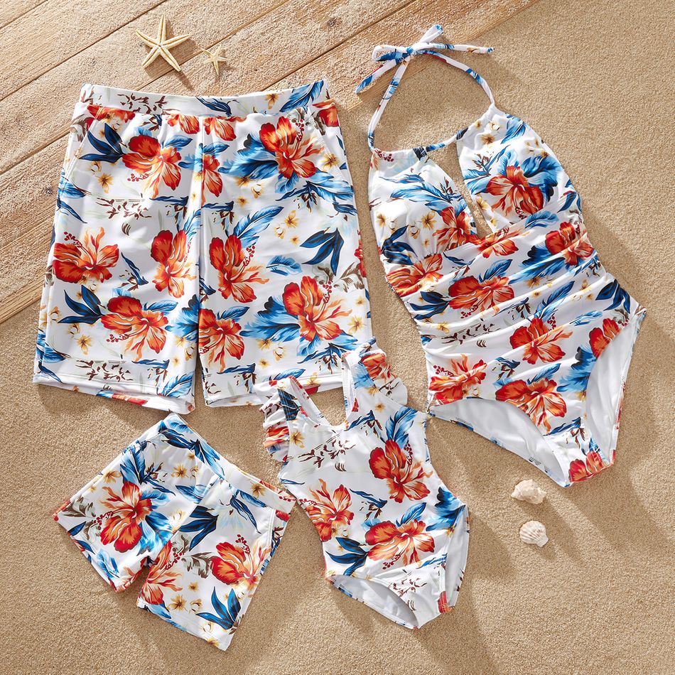 Floral Print Family Matching Swimsuits(Neck strap Swimsuits for Women) Multi-color