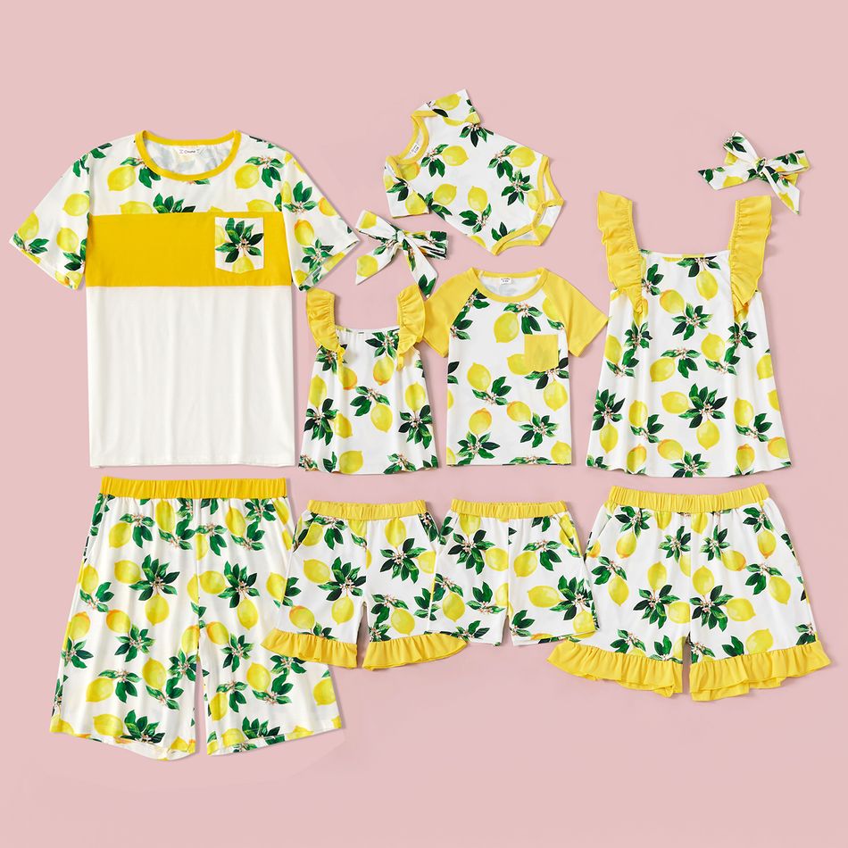 Lemon Print Family Matching Pajamas Set(Flame Resistant) Yellow