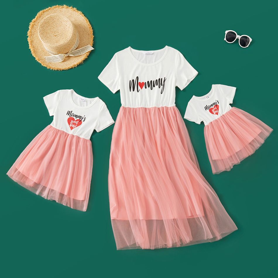 White Stitching Pink Short-sleeve Matching Midi Dresses Color block