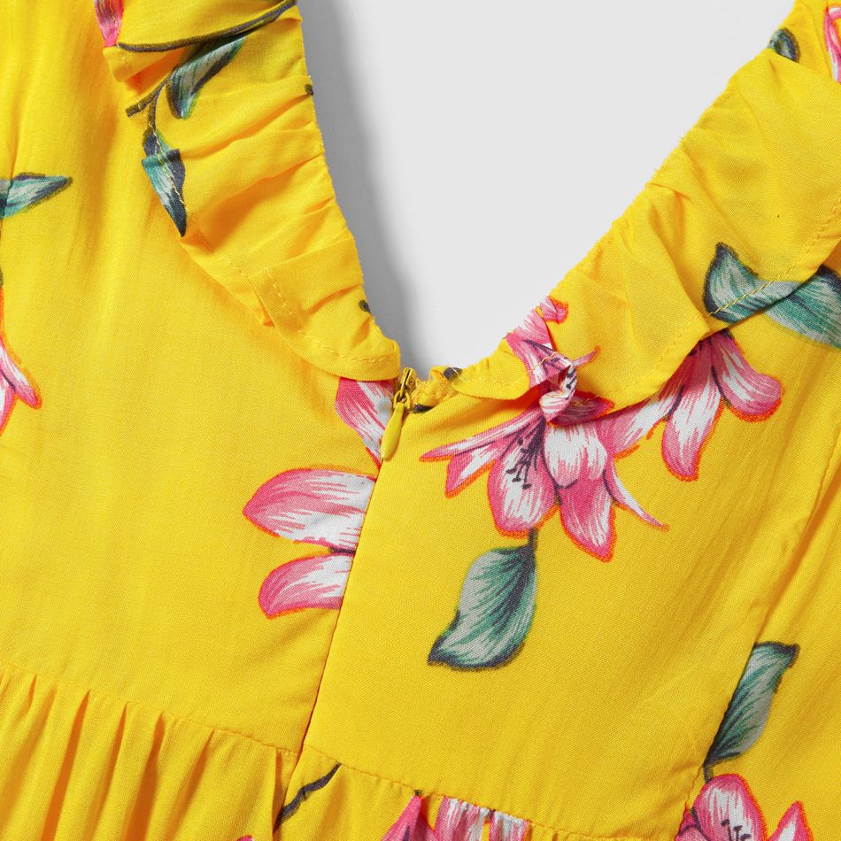 Mosaic Floral Print and Stripe Family Matching Sets Yellow big image 5