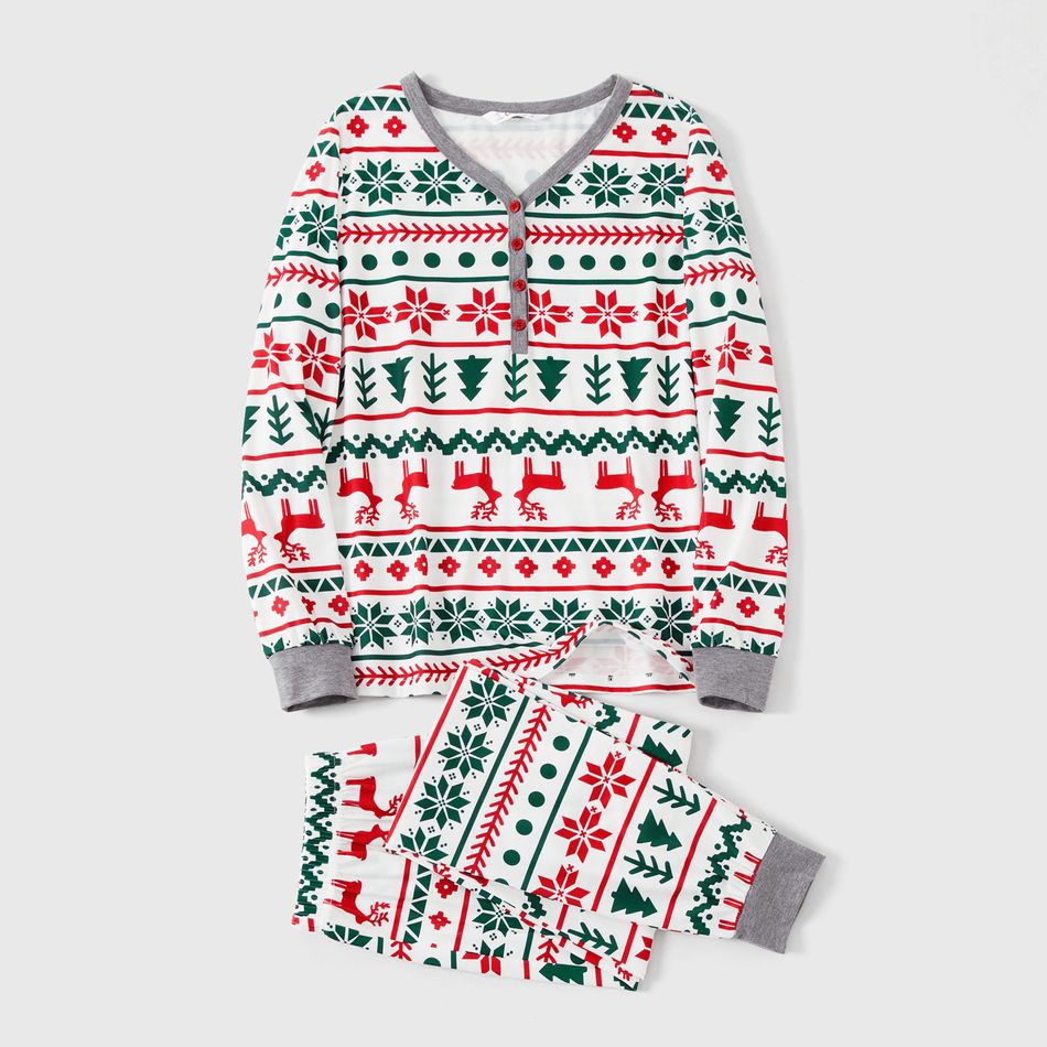 Allover Christmas Print Long-sleeve Family Matching Pajamas Set(Flame Resistant) Multi-color big image 5