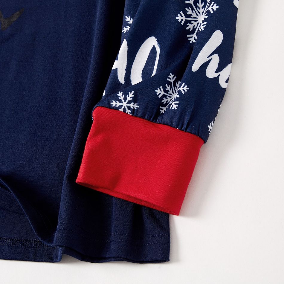 Christmas Santa and Snowflake Print Long-sleeve Family Matching Pajamas Set (Flame Resistant) Royal Blue big image 5