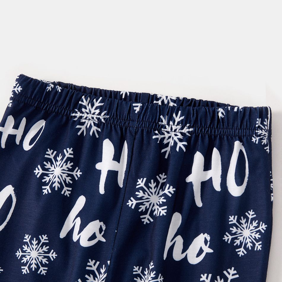 Christmas Santa and Snowflake Print Long-sleeve Family Matching Pajamas Set (Flame Resistant) Royal Blue big image 6