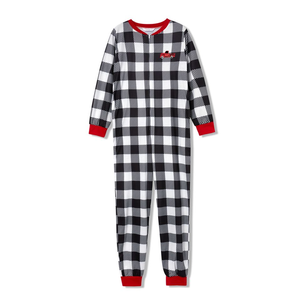 Family Matching Plaid Christmas Onesies Pajamas（Flame resistant） Color block big image 13