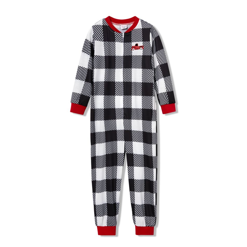 Family Matching Plaid Christmas Onesies Pajamas（Flame resistant） Color block big image 14
