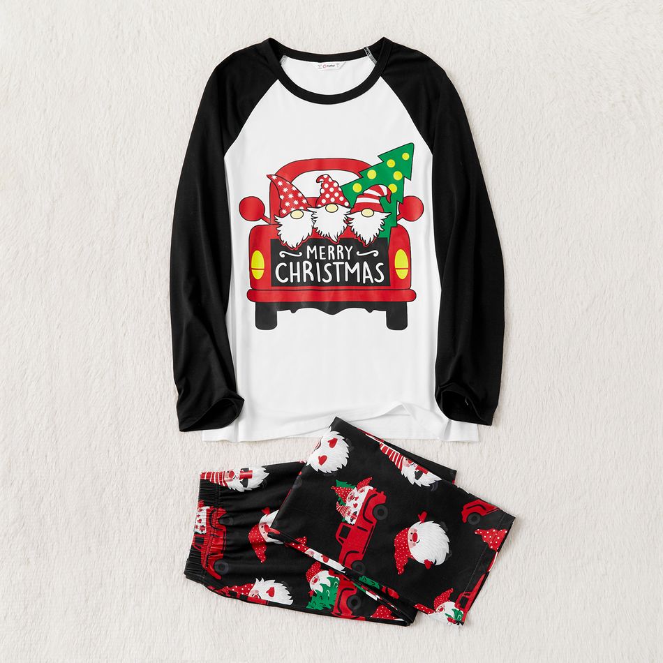 Family Matching Christmas Santa and Car Print Long-sleeve Pajamas Set(Flame Resistant) Black/White/Red big image 8
