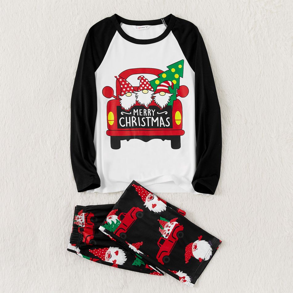 Family Matching Christmas Santa and Car Print Long-sleeve Pajamas Set(Flame Resistant) Black/White/Red big image 6
