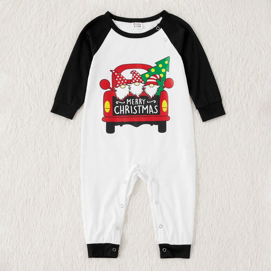 Family Matching Christmas Santa and Car Print Long-sleeve Pajamas Set(Flame Resistant) Black/White/Red big image 14