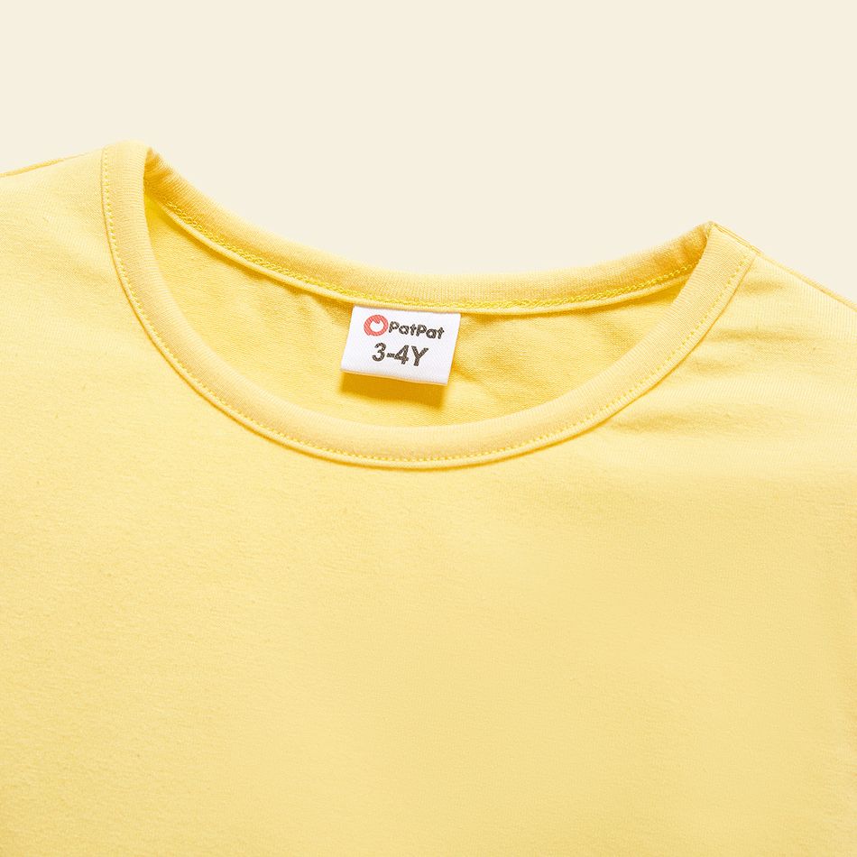 Toddler Girl Animal Print Ruffled Long-sleeve Pale Yellow Cotton Tee Pale Yellow big image 4