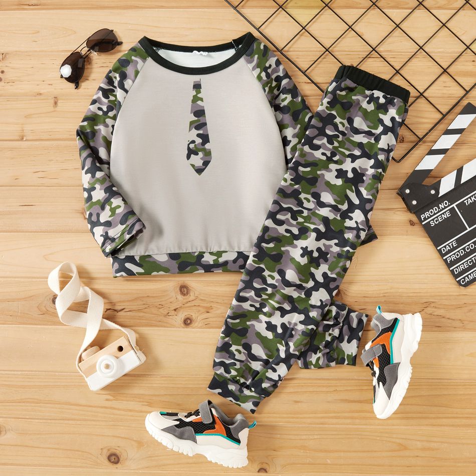 2-piece Toddler Boy Camouflage Print Long-sleeve Top and Elasticized Pants Casual Set Multi-color