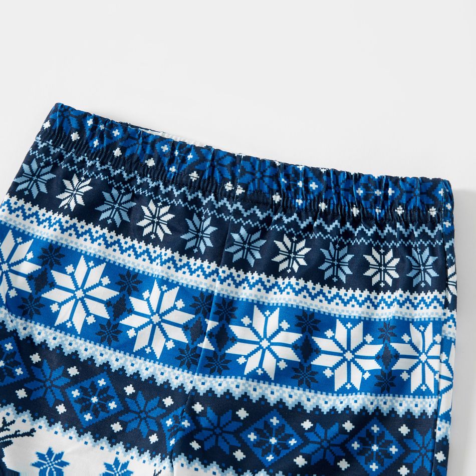 Mosaic Family Matching Letter Top Reindeer Pants Christmas Pajamas Sets (Flame Resistant) Deep Blue big image 11