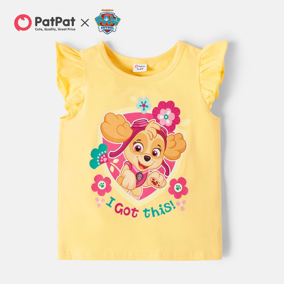 PAW Patrol Toddler Girl Skye Floral Cotton Tee Pale Yellow