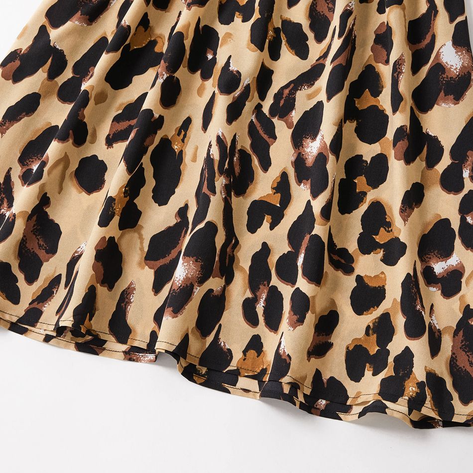 Leopard Print Half-sleeve Splicing A-line Midi Dress for Mom and Me Color block big image 5