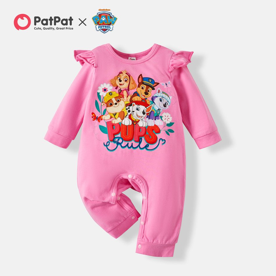 PAW Patrol Little Girl Pups Team Cotton Bodysuit/Jumpsuit Hot Pink