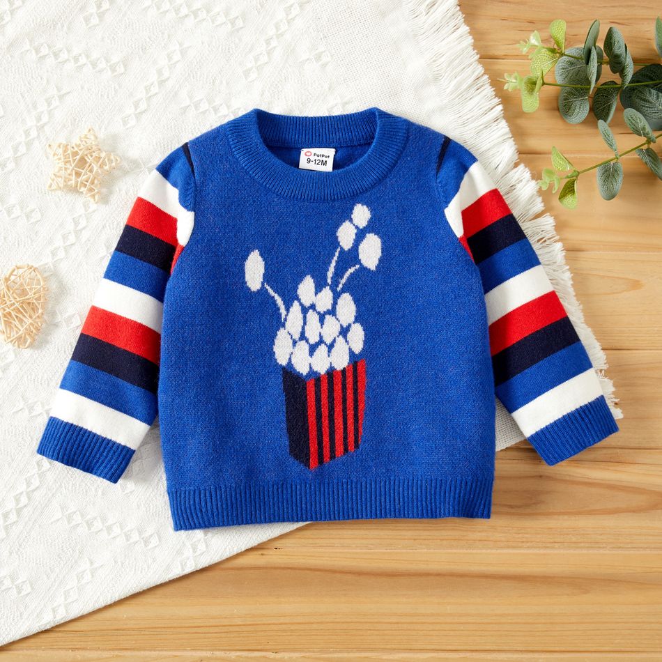 Baby Boy Colorblock Knit Long Sleeve Winter Sweater Color block