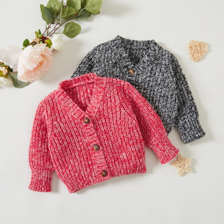 Baby Knit Cardigans Button Sweater Coat Red/White big image 2