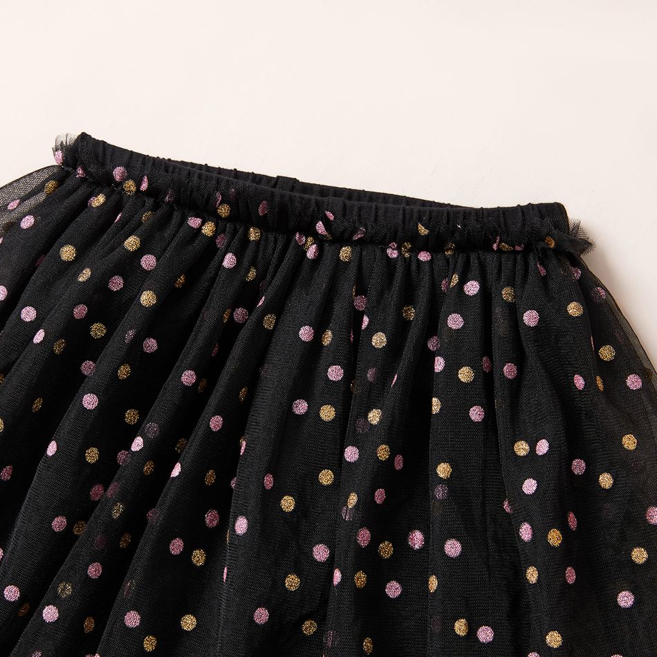 Beautiful Kid Girl Polka dots Glitter Mesh Decor Dancing Leggings Black big image 5