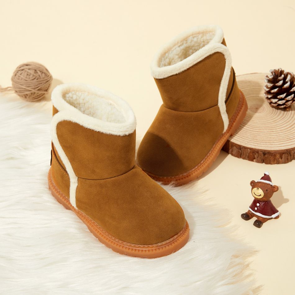 Baby / Toddler Solid Fleece-lining Boots Brown