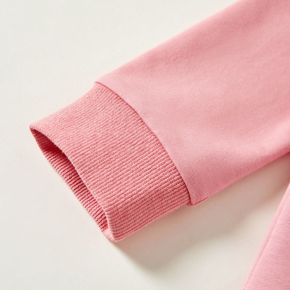 Toddler Girl Letter DinosaurPrint  Pink Long-sleeve Pullover Sweatshirt Pink big image 3