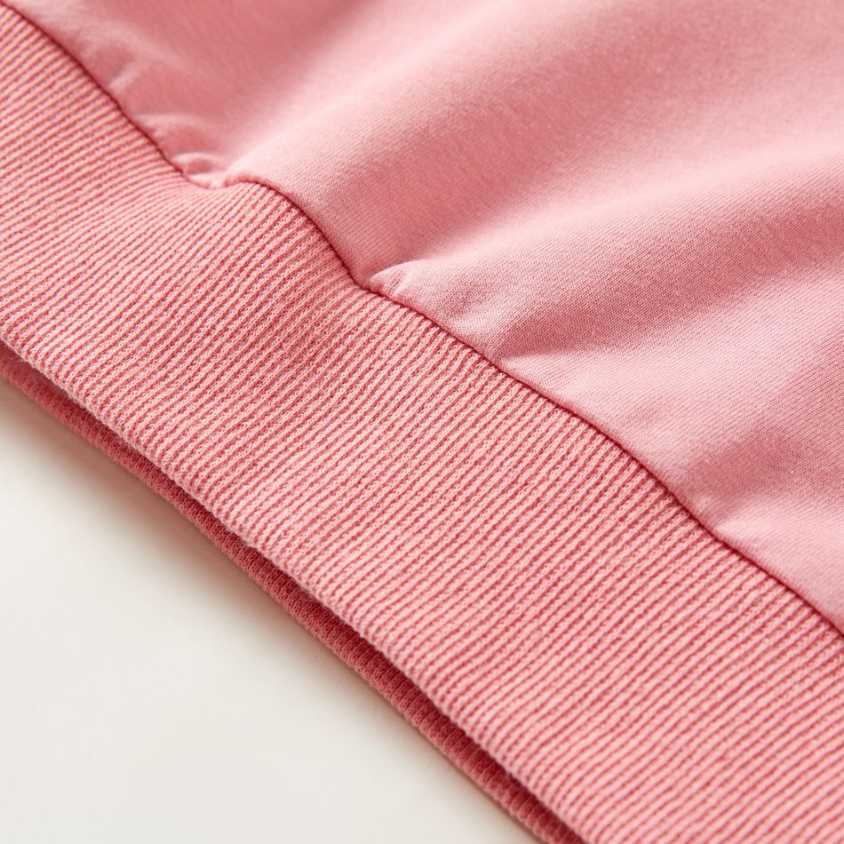 Toddler Girl Letter DinosaurPrint  Pink Long-sleeve Pullover Sweatshirt Pink big image 4