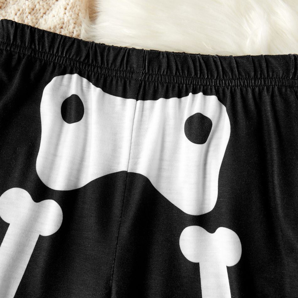 2-piece Toddler Boy/Girl Halloween Pumpkin Bone Print Pullover and Elasticized Pants Set Black big image 5