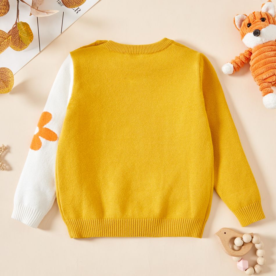 Baby Girl Cartoon Kitty Cat Long-sleeve Knitted Sweater Pullover Yellow big image 5