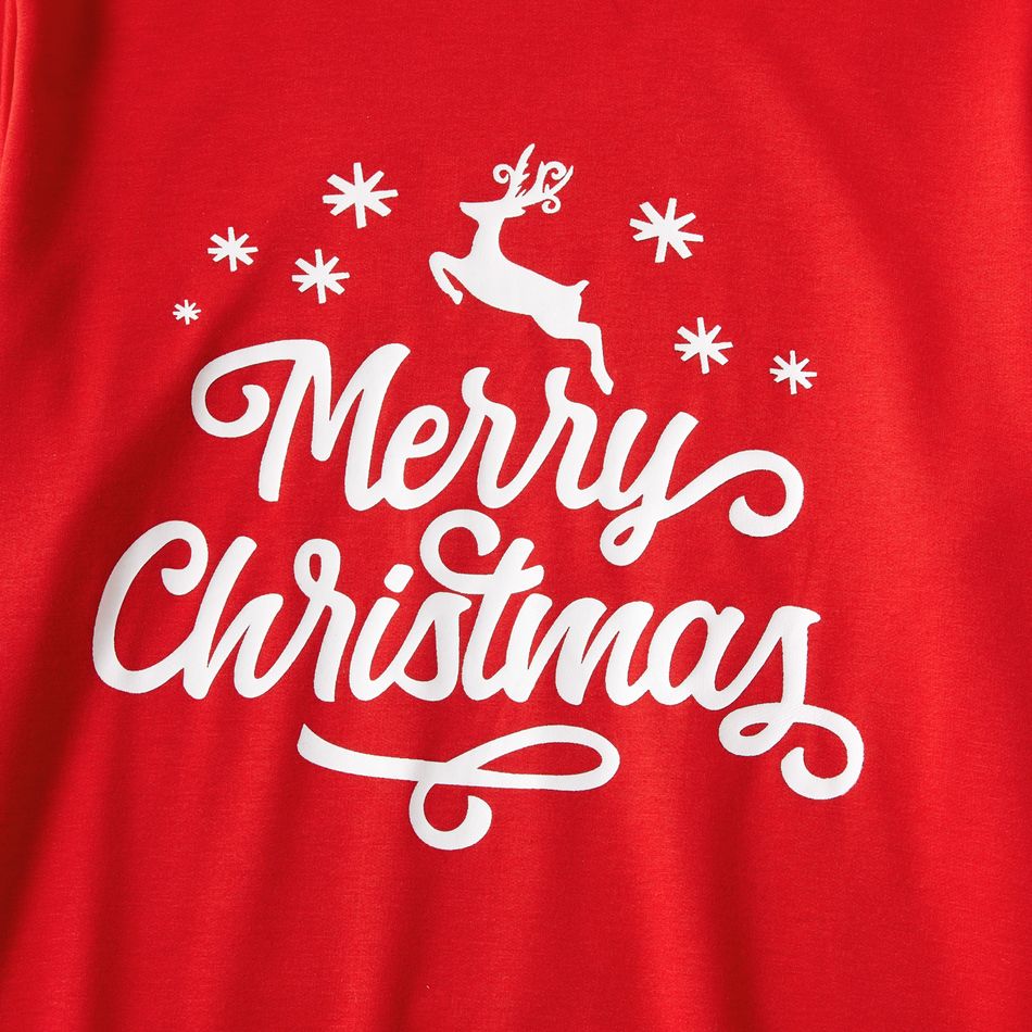 Merry Christmas Letter Print Red Family Matching Long Sleeve Sweatshirts Red big image 5