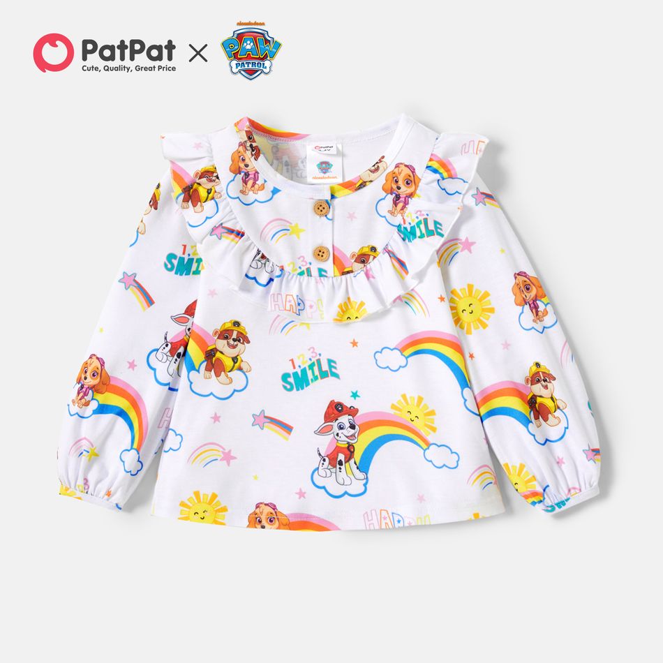 PAW Patrol Toddler Girl Rainbow and Heart Allover Tee White